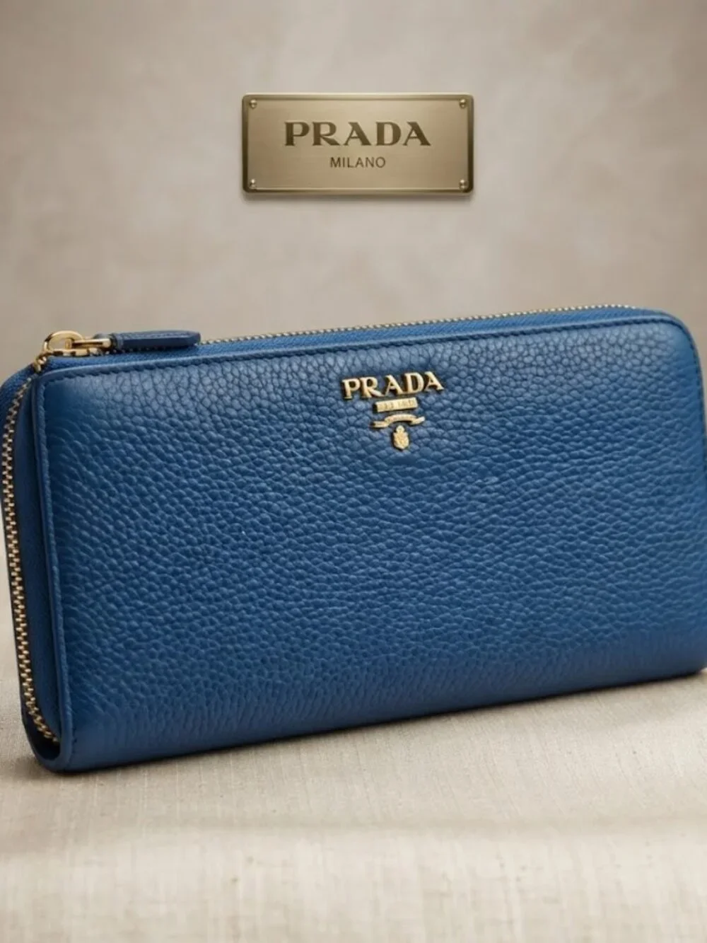 Prada Saffiano Leather Teal Long Zip Wallet - Like New